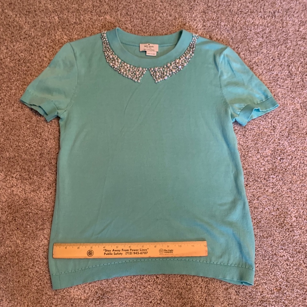 kate spade Teal Blouse with Embellished Collar - Picture 3 of 6